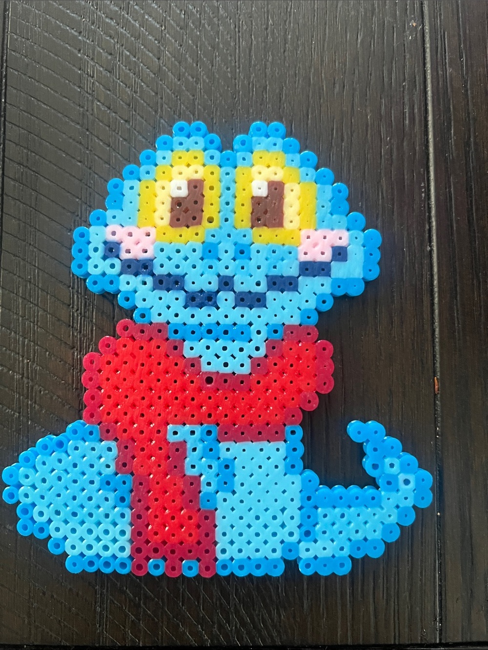 Handmade Blue Bead Art Snake with Red Scarf - Home Art- Gary from Zootopia 2